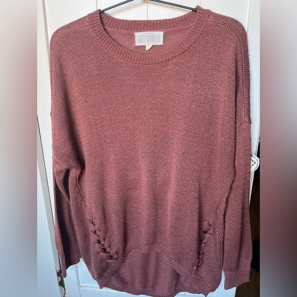 Sweet Wanderer Dusty Rose Crew Neck Sweater High-low 100% Acrylic - Picture 1 of 8